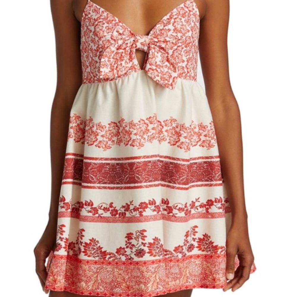 Alice and Olivia Melvina Tie-Front Gathered Babydoll Dress